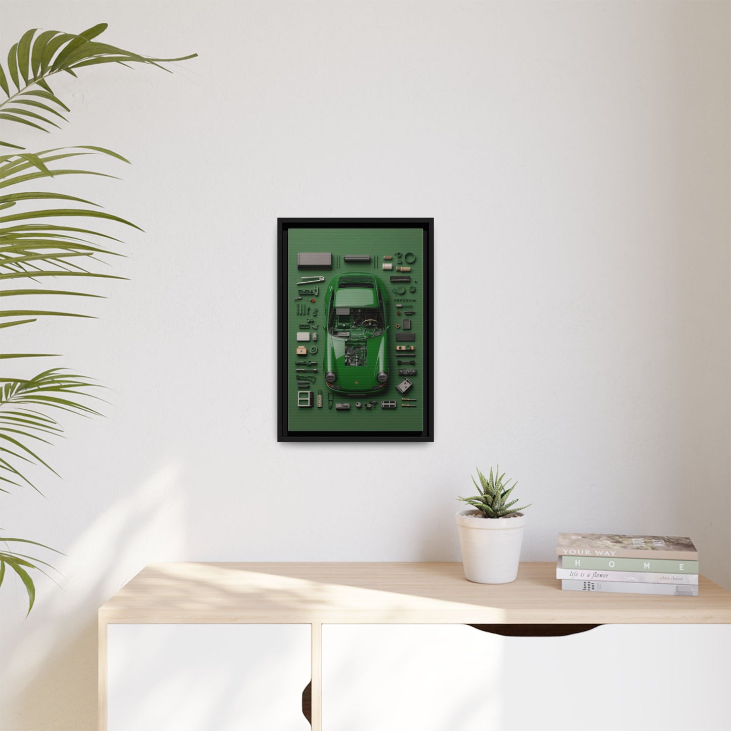Green Classic Porsche Framed Canvas