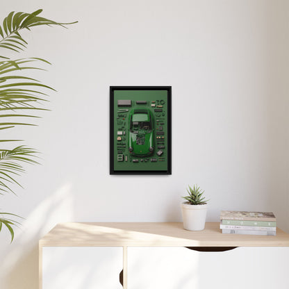 Green Classic Porsche Framed Canvas