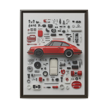 Red Classic Porsche Framed Canvas