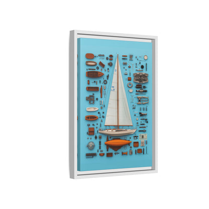 Sailboat White Framed Canvas