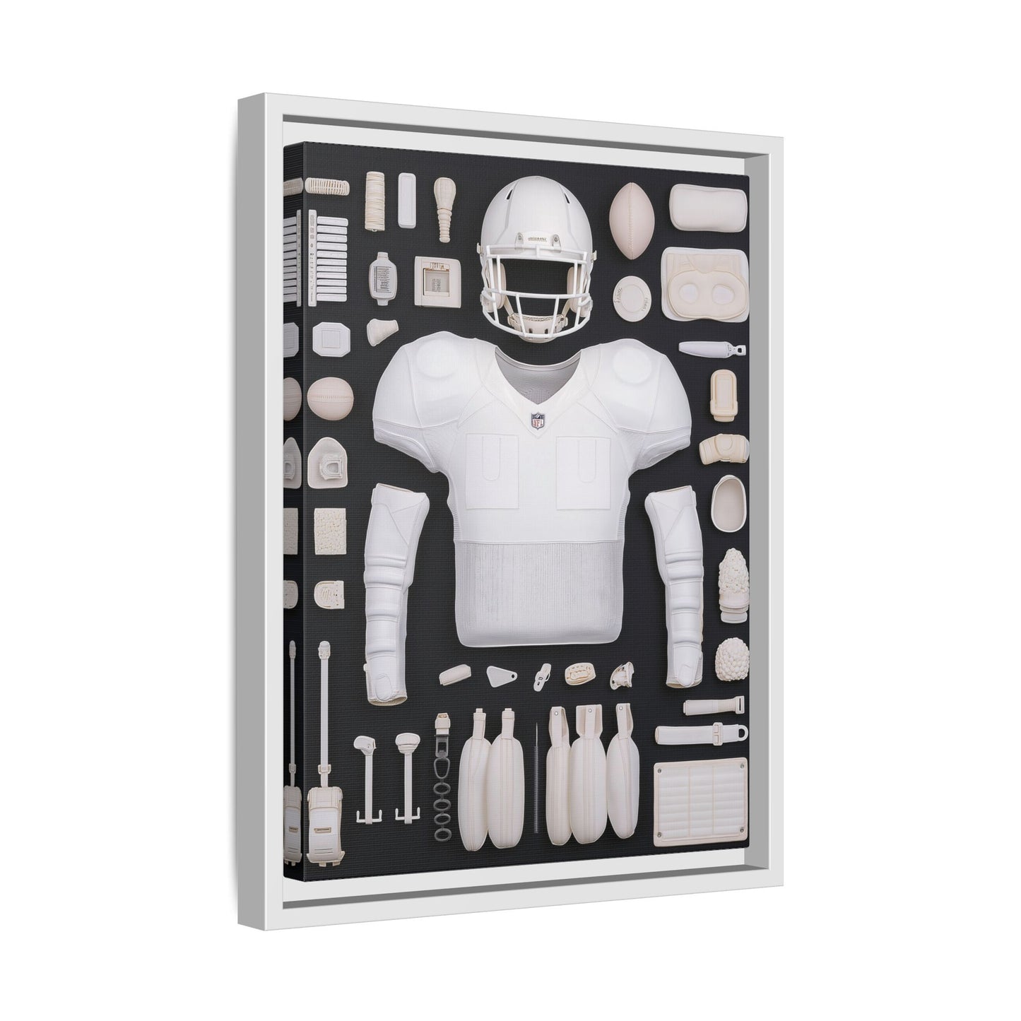 American Football Black Framed Canvas