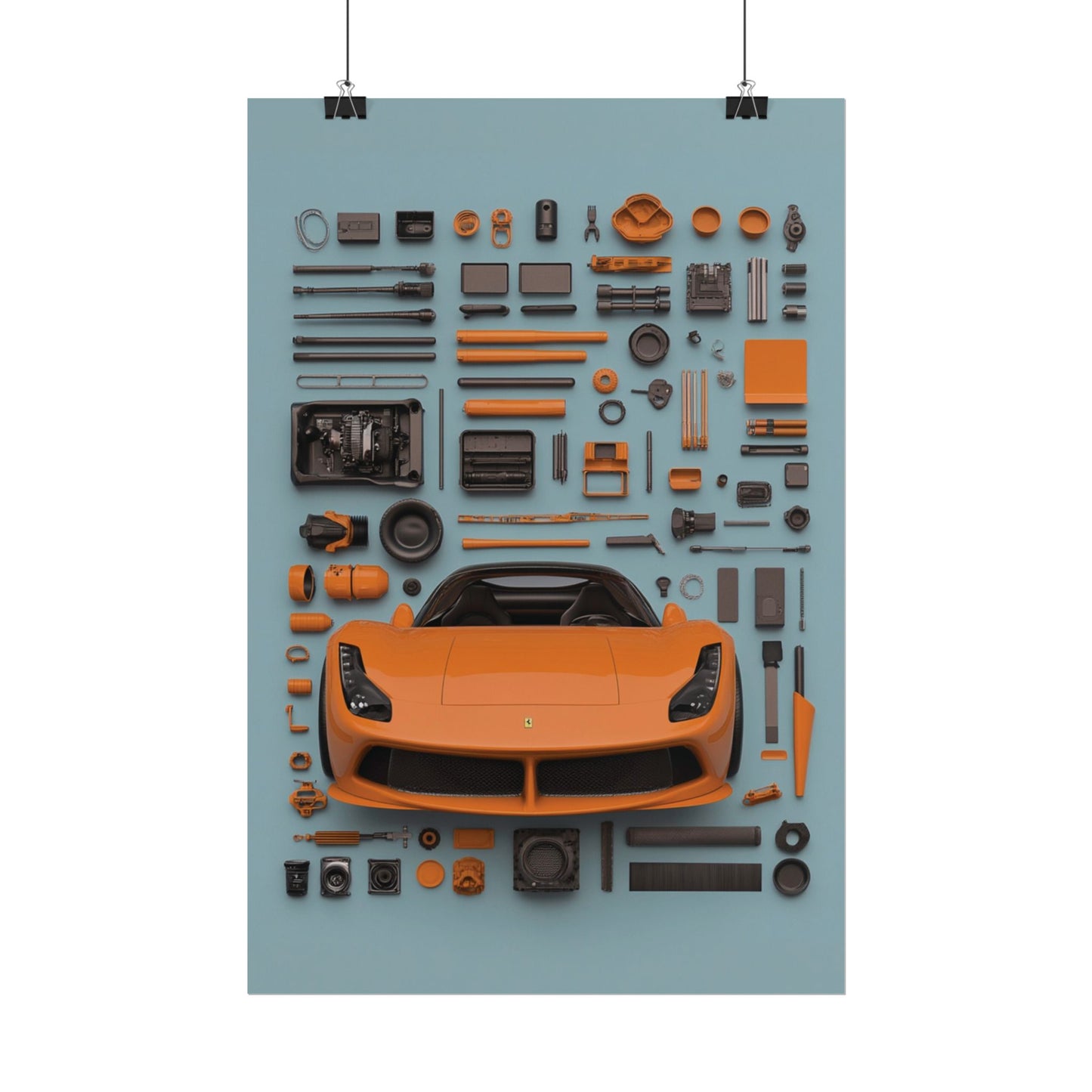 Orange Ferrari Rolled Poster