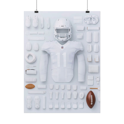 American Football White Rolled Poster