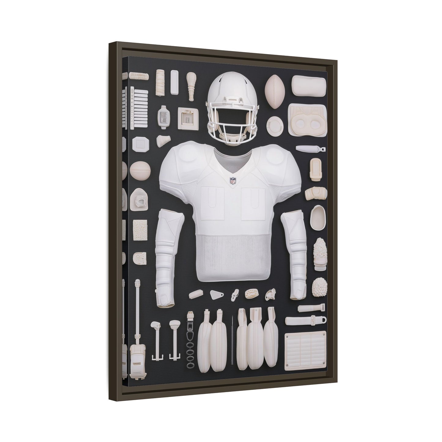 American Football Black Framed Canvas