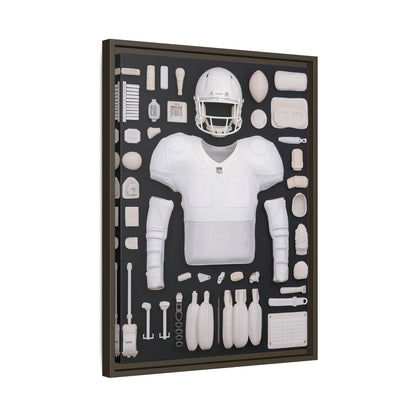 American Football Black Framed Canvas