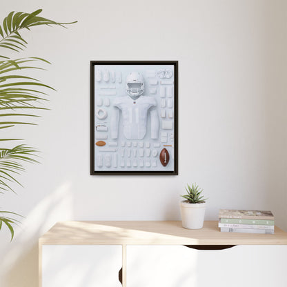 American Football White Framed Canvas