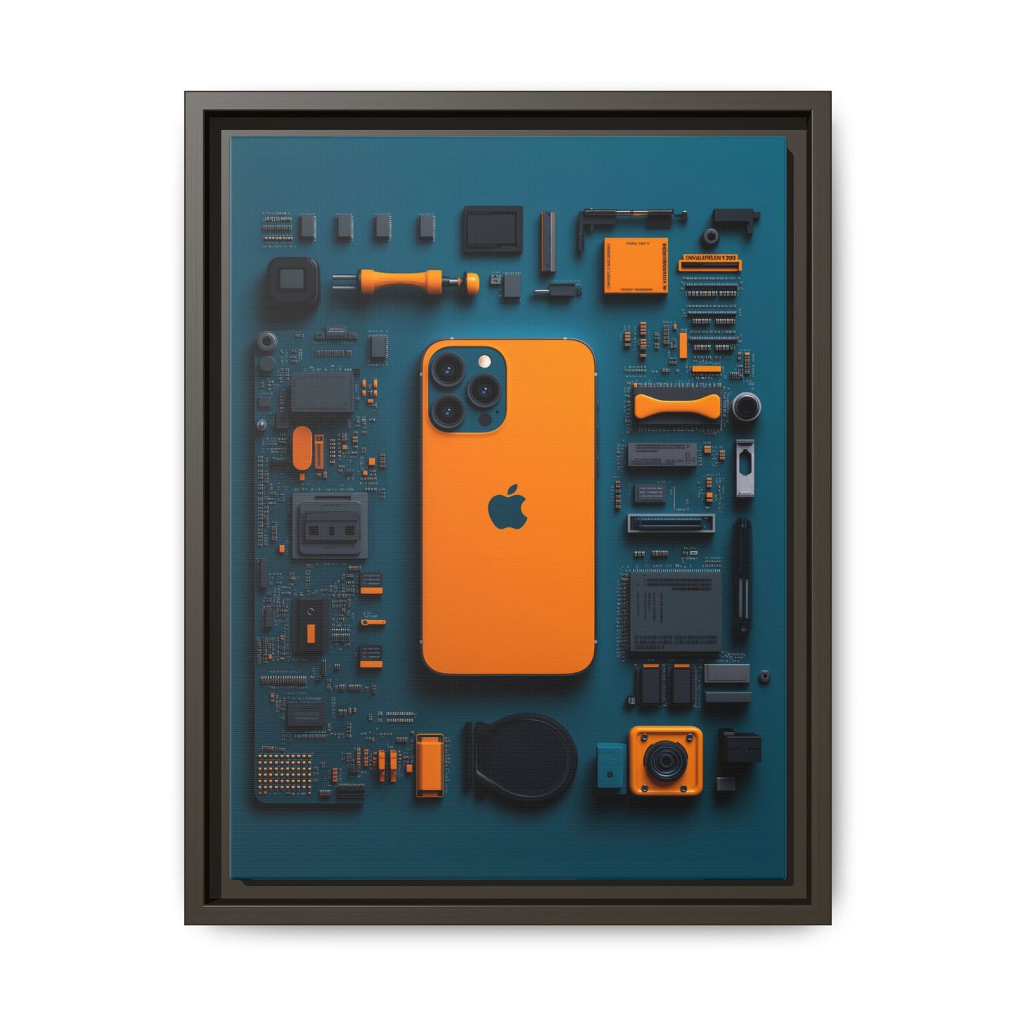 IPhone Orange Framed Canvas