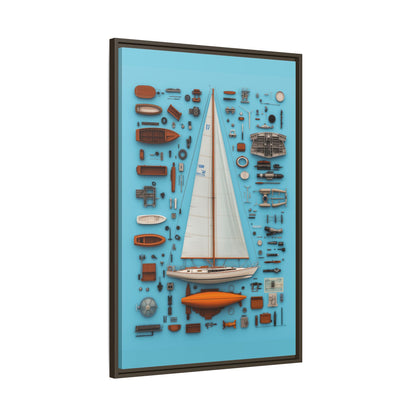 Sailboat White Framed Canvas