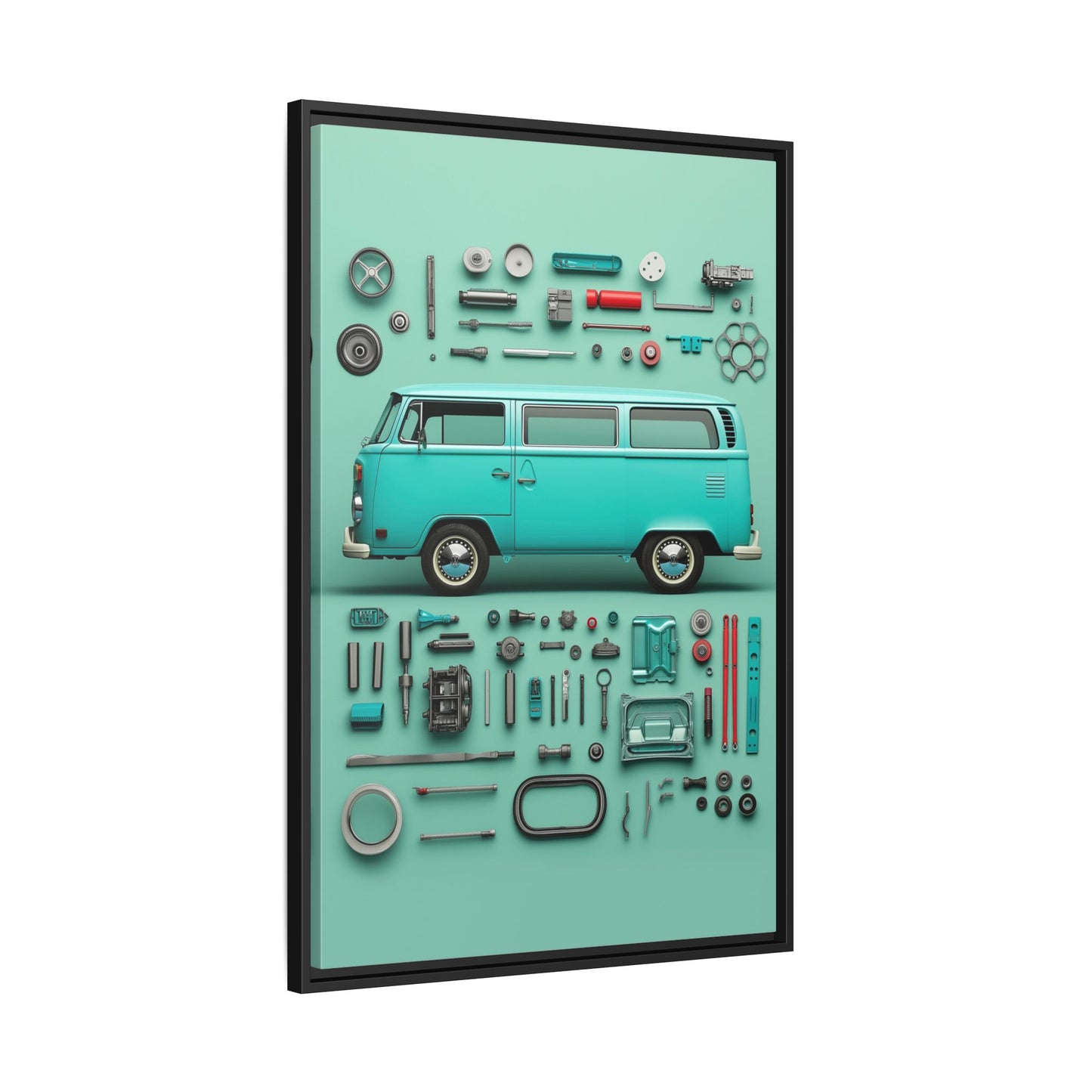 Blue Classic Van Framed Canvas