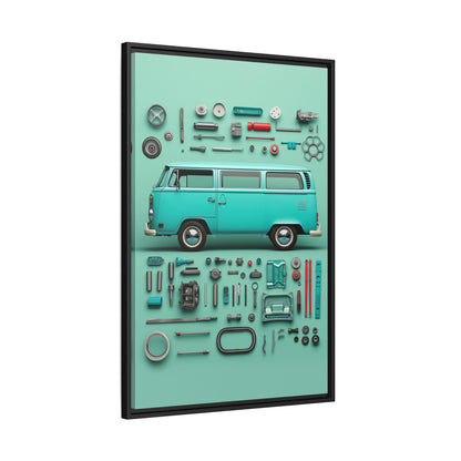 Blue Classic Van Framed Canvas
