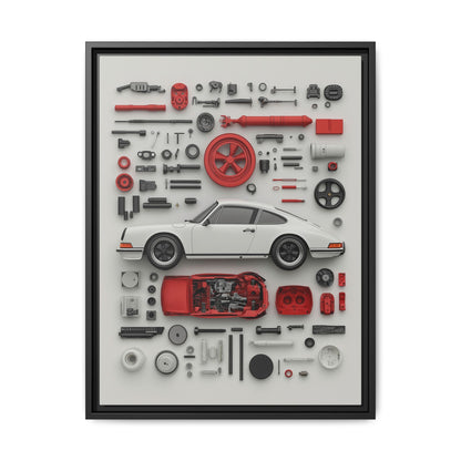 White Classic Porsche Framed Canvas