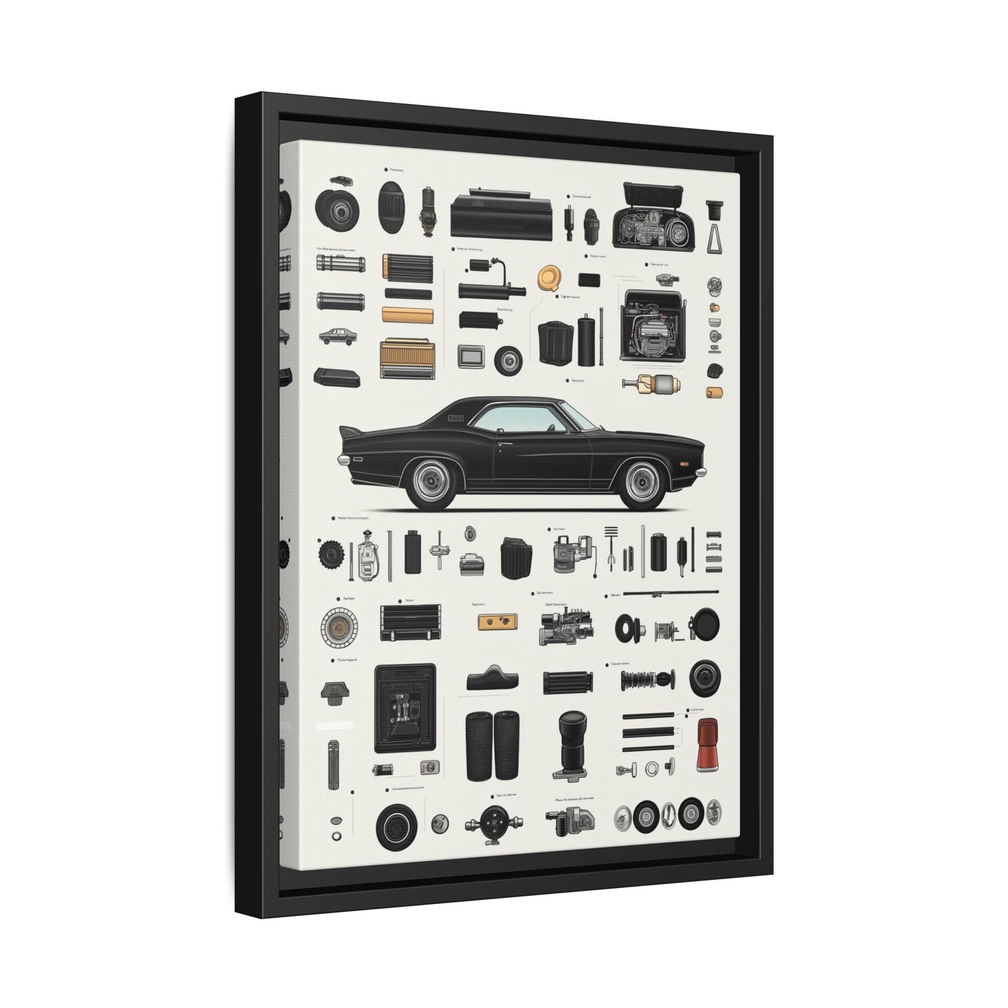 Black Mustang Framed Canvas