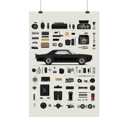 Black Mustang Rolled Poster