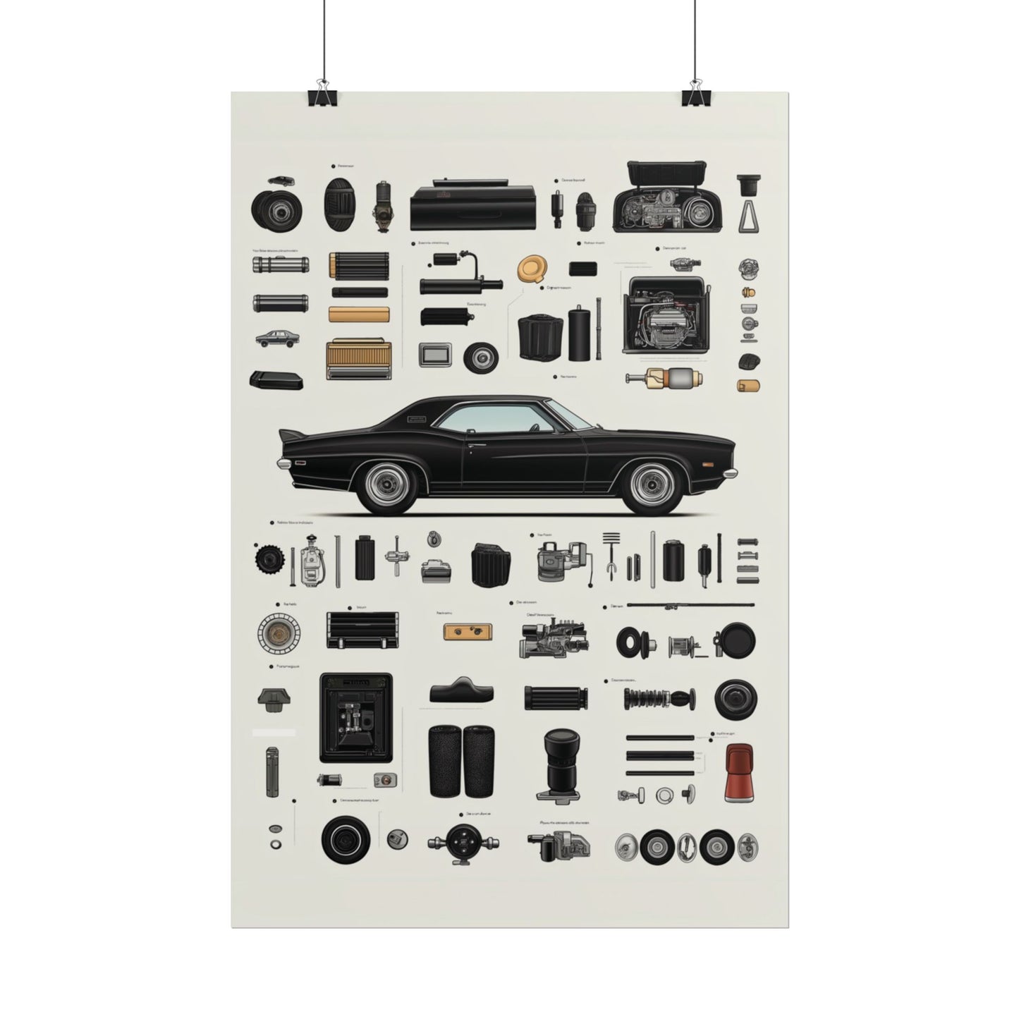 Black Mustang Rolled Poster