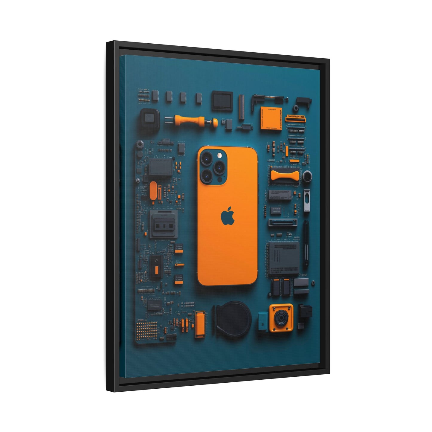 IPhone Orange Framed Canvas