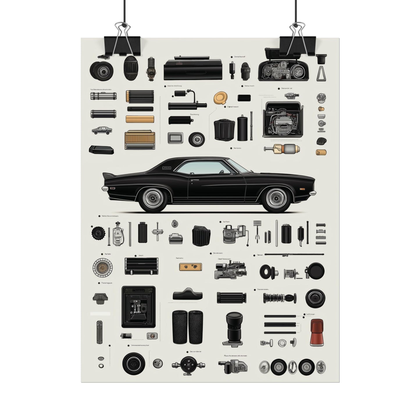 Black Mustang Rolled Poster