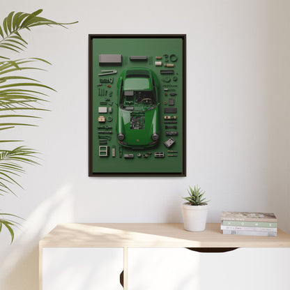Green Classic Porsche Framed Canvas