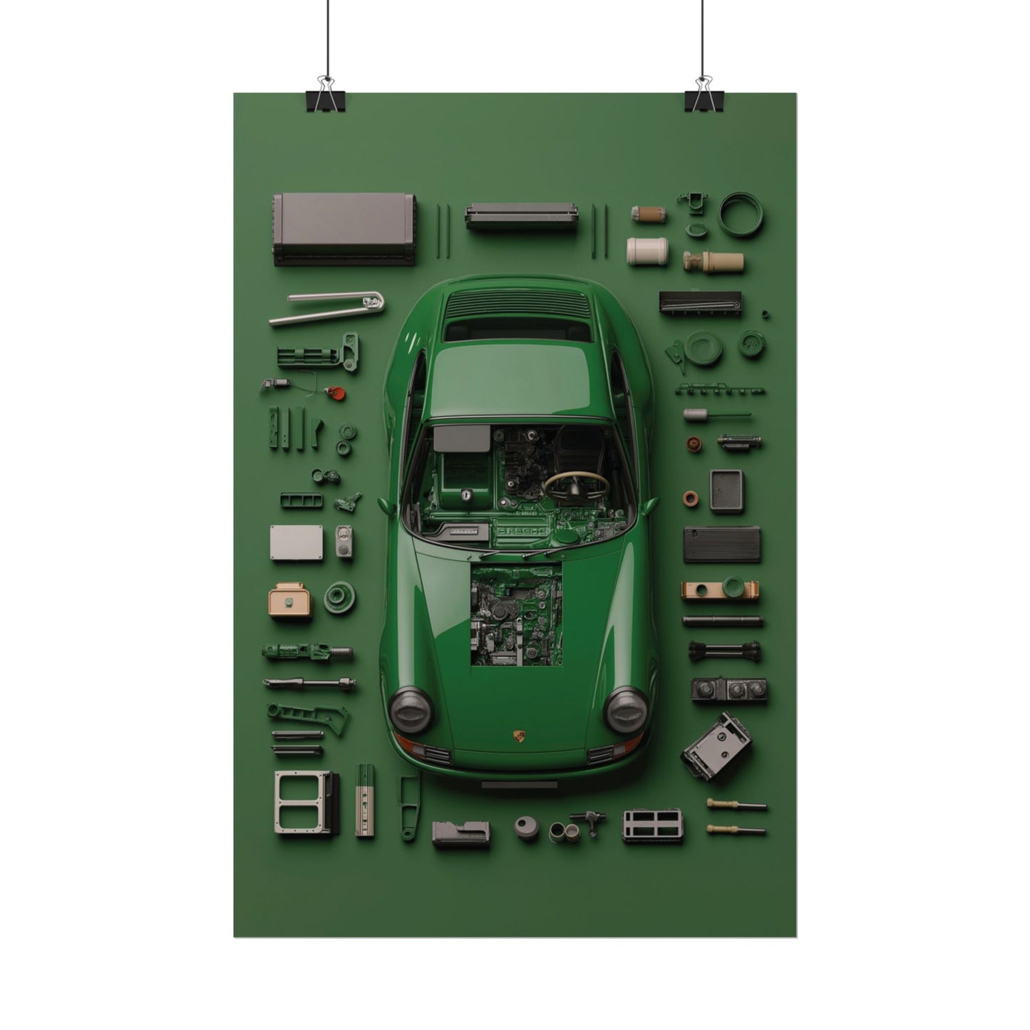 Green Classic Porsche Rolled Poster