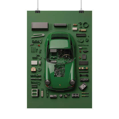 Green Classic Porsche Rolled Poster