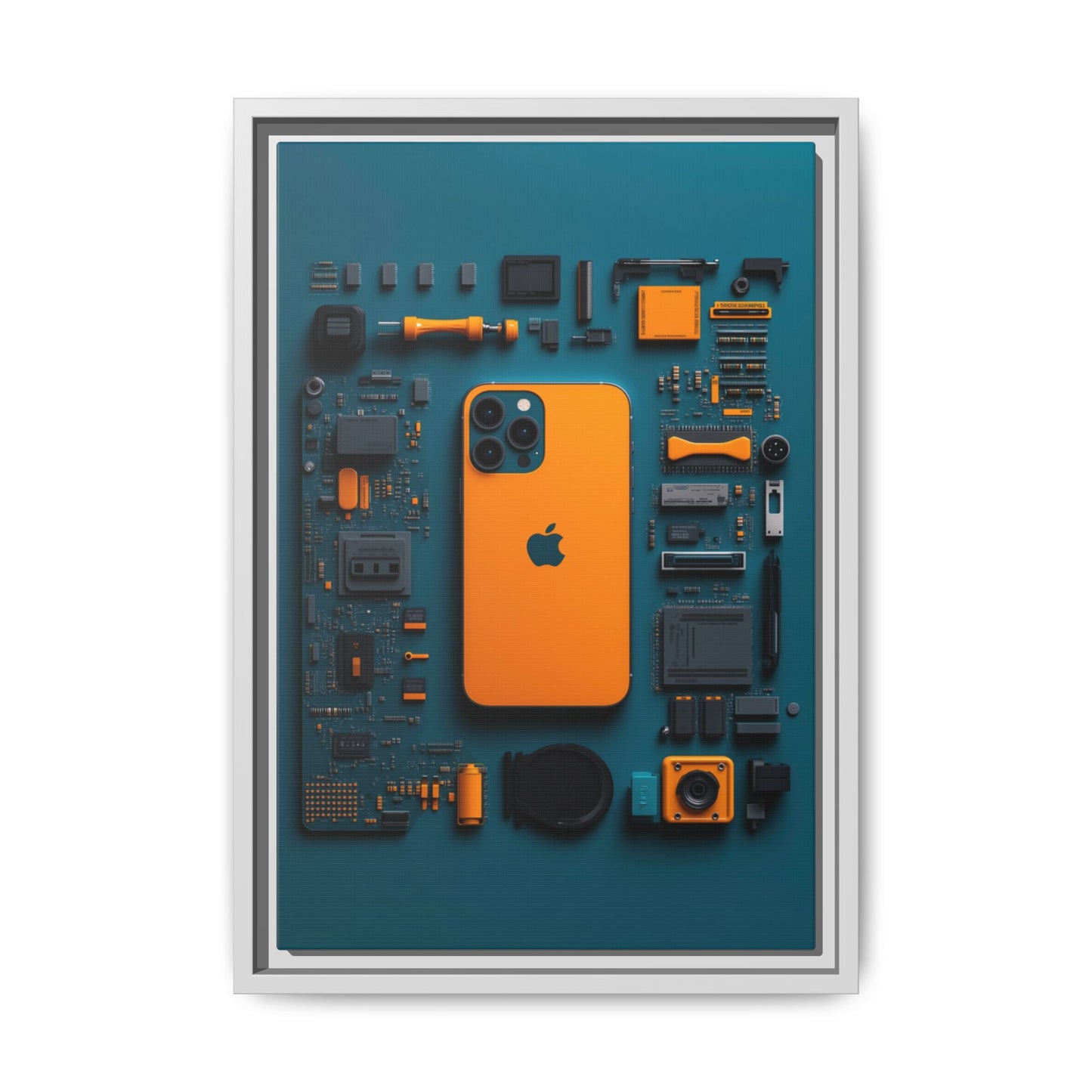 IPhone Orange Framed Canvas