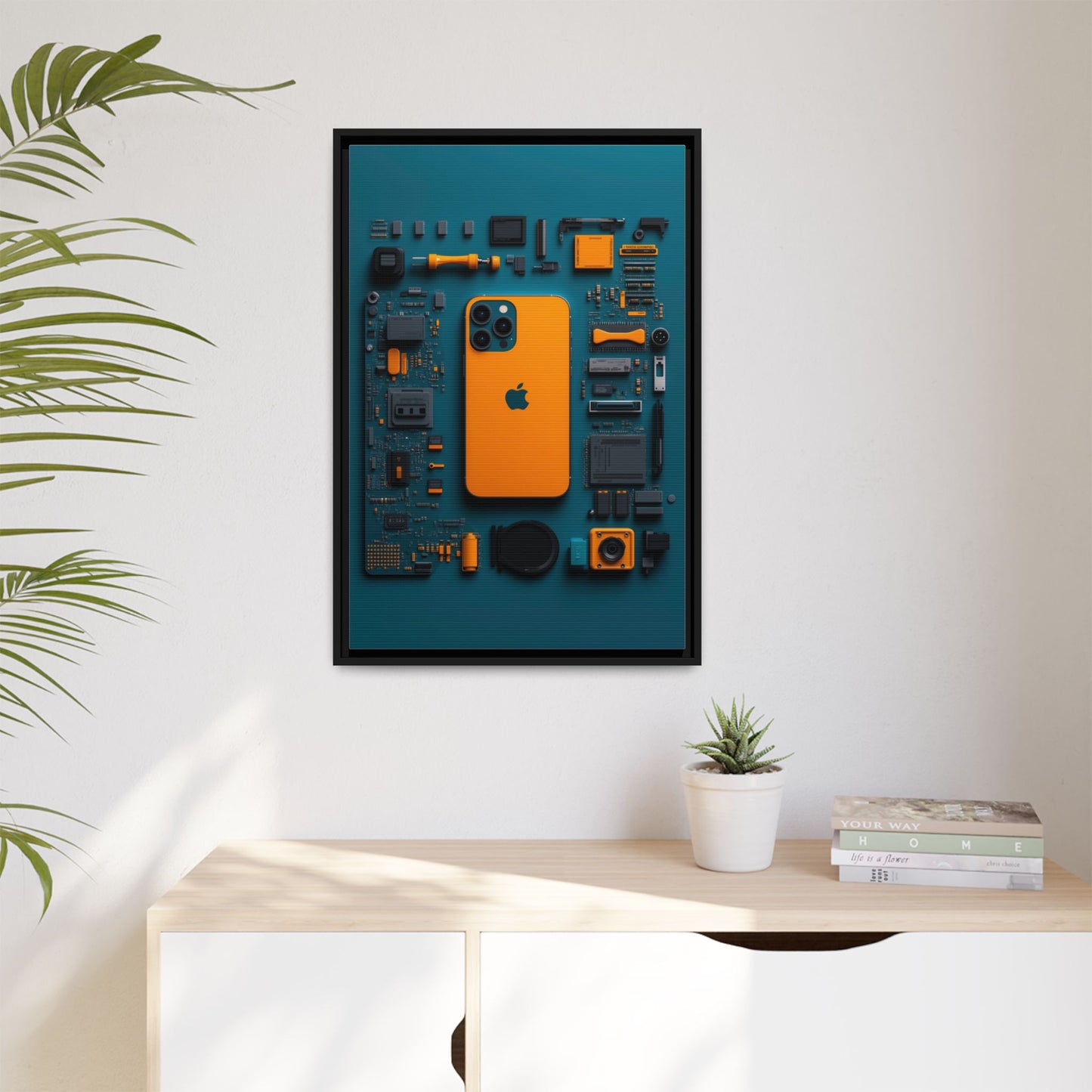 IPhone Orange Framed Canvas