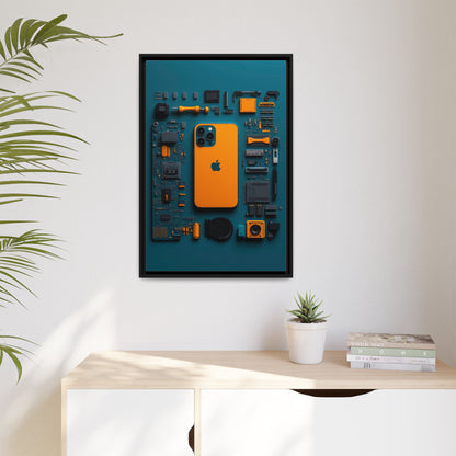 IPhone Orange Framed Canvas