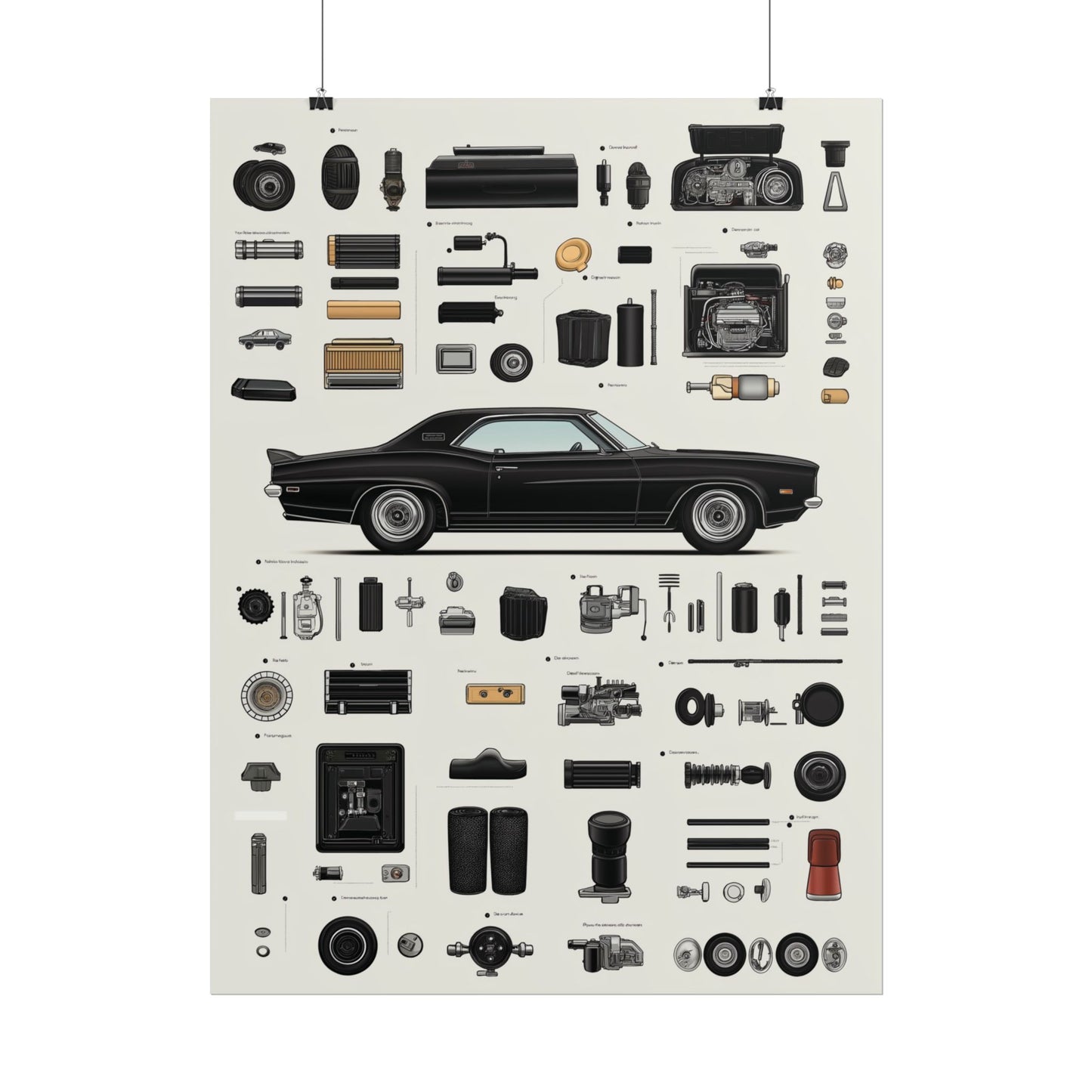 Black Mustang Rolled Poster