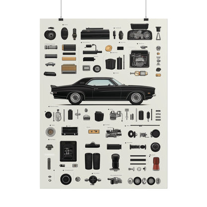 Black Mustang Rolled Poster