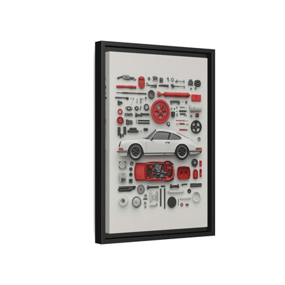 White Classic Porsche Framed Canvas