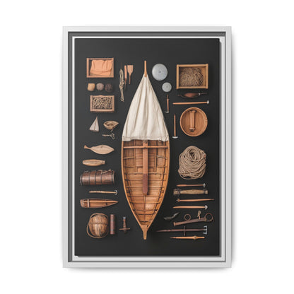 Wood Boat Framed Canvas