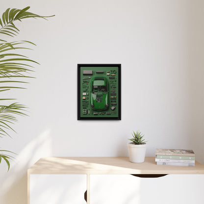 Green Classic Porsche Framed Canvas