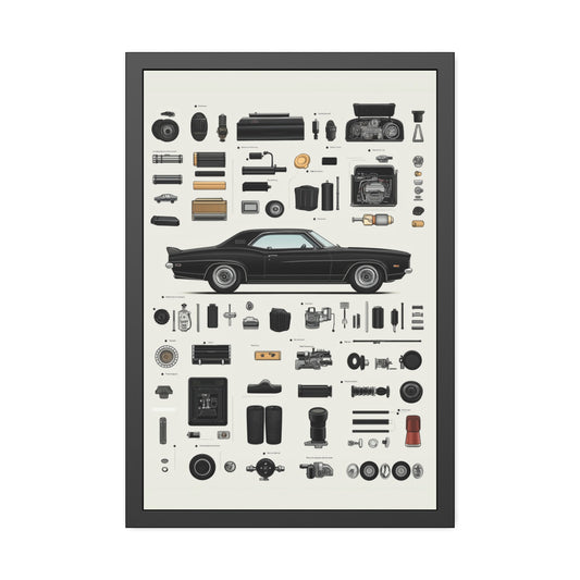 Black Mustang Framed Poster US