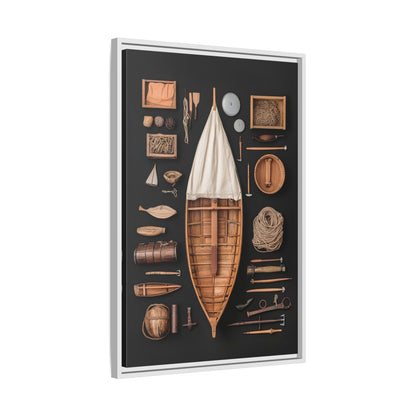 Wood Boat Framed Canvas
