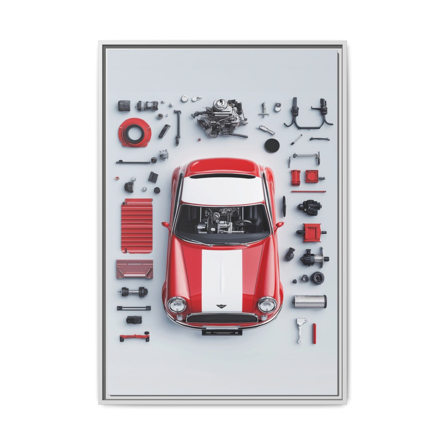 Mini Cooper Mod Framed Canvas