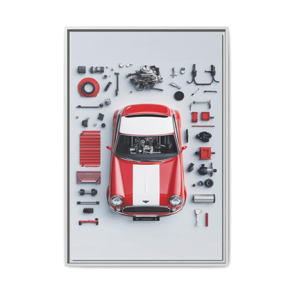 Mini Cooper Mod Framed Canvas
