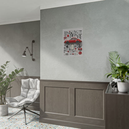 Red Classic Porsche Rolled Poster