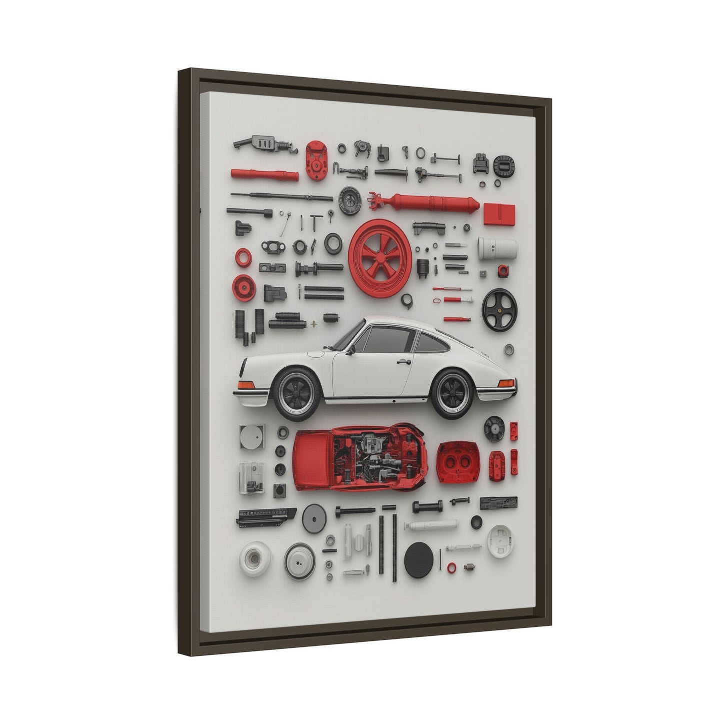 White Classic Porsche Framed Canvas