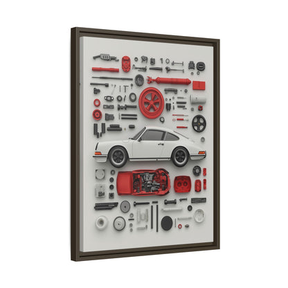 White Classic Porsche Framed Canvas