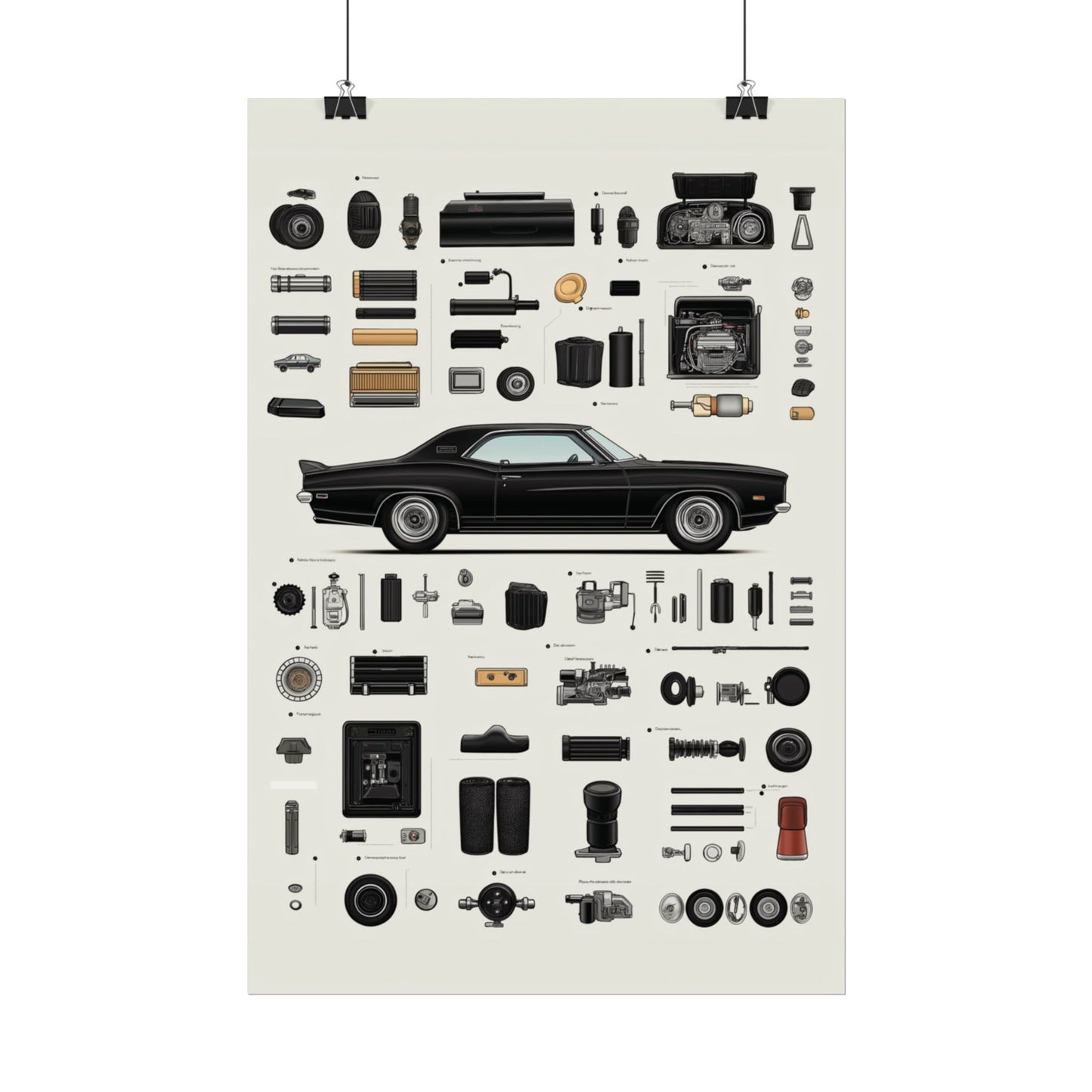 Black Mustang Rolled Poster