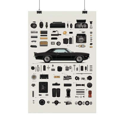 Black Mustang Rolled Poster