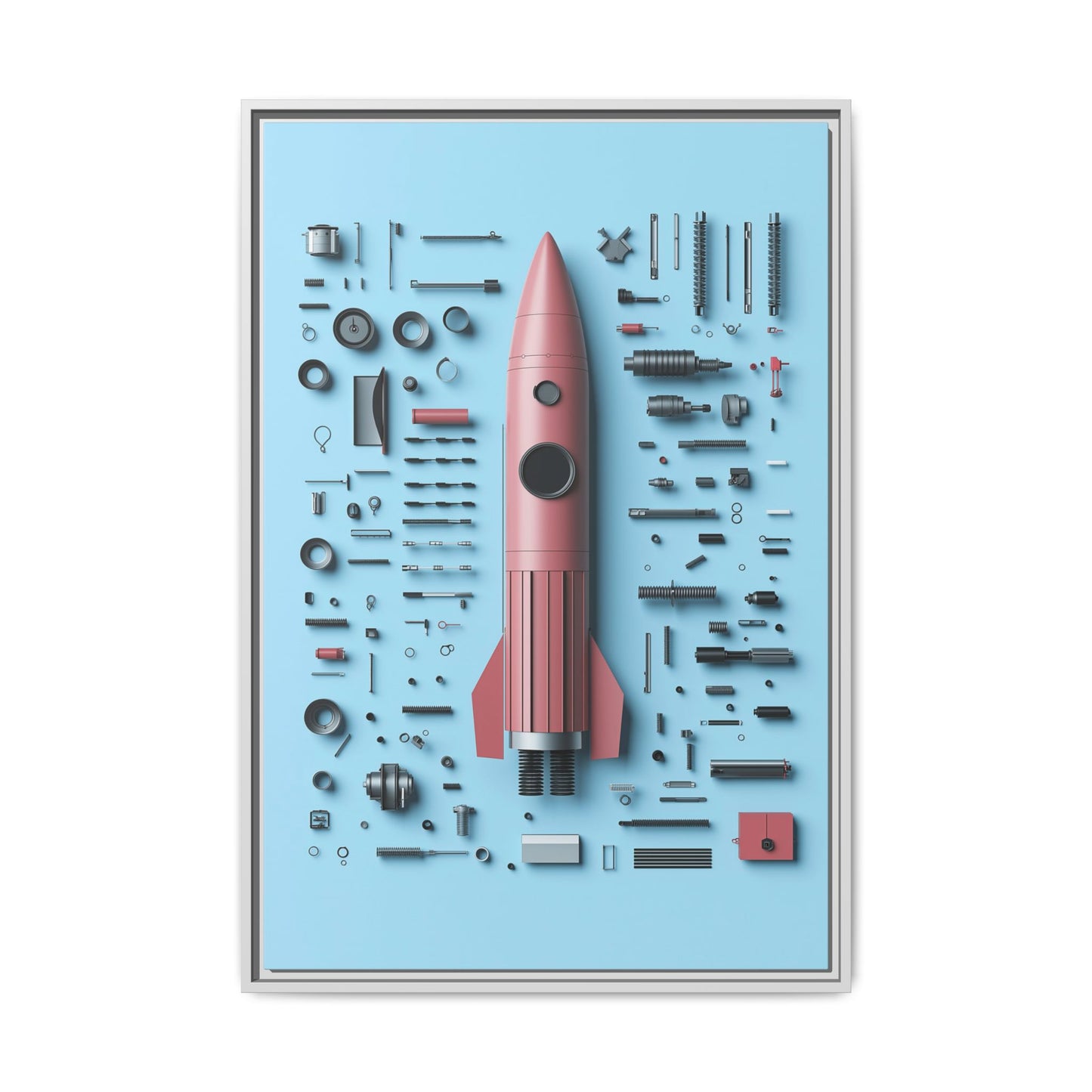 Pink Rocket Framed Canvas