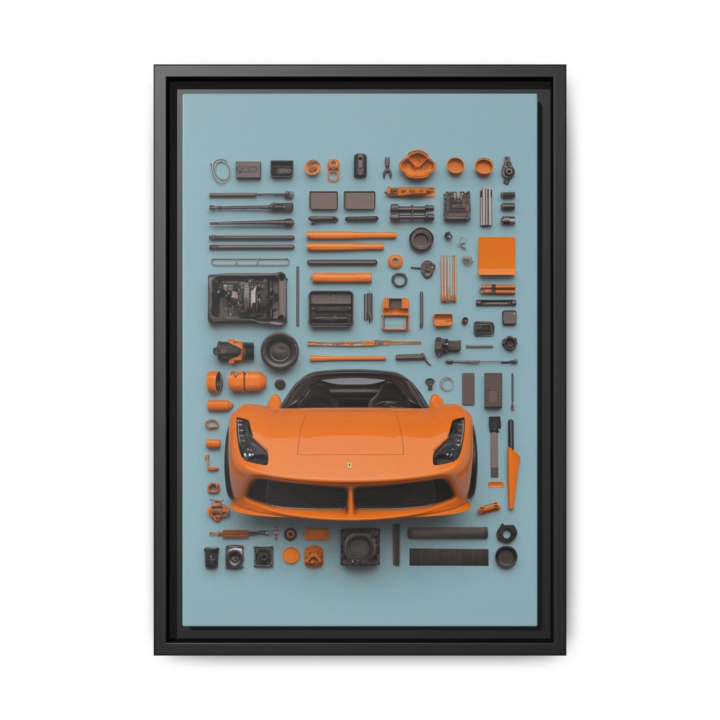 Orange Ferrari Framed Canvas