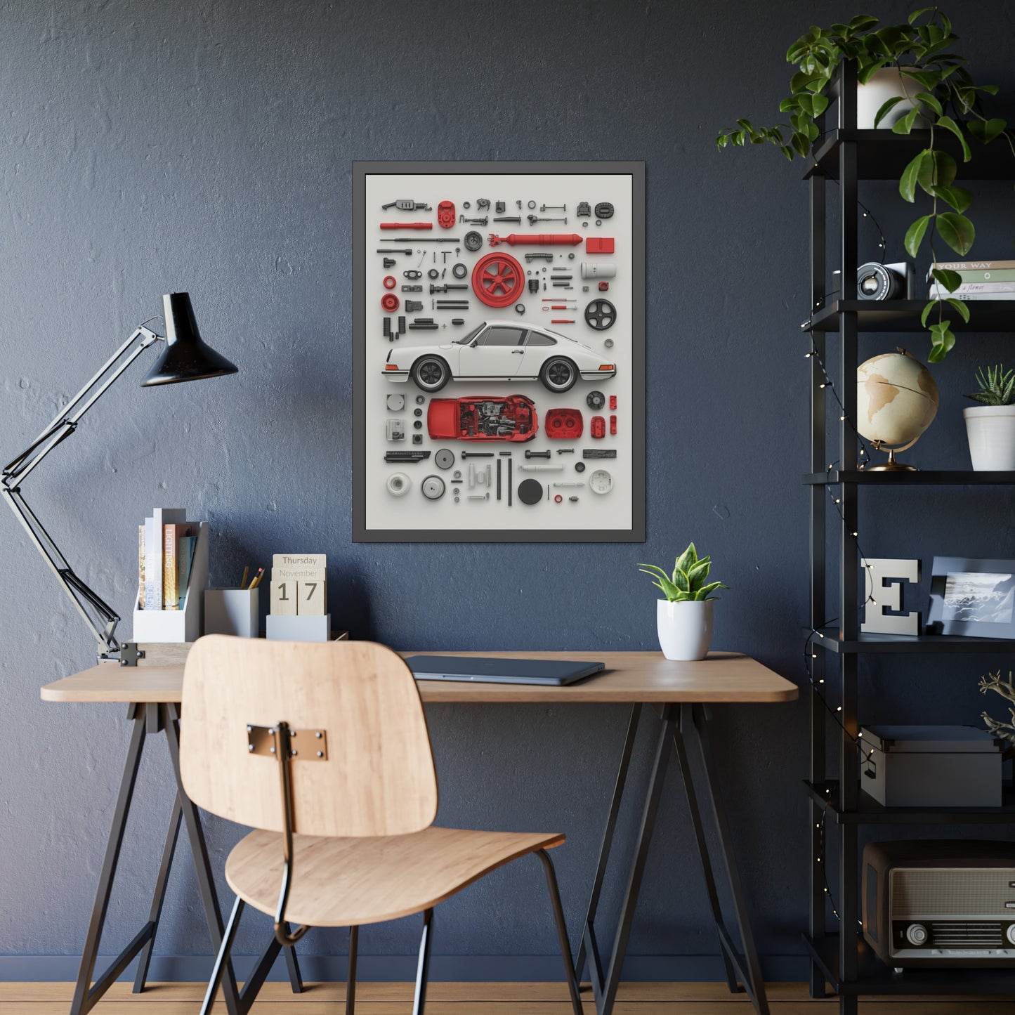 White Classic Porsche Framed Poster US