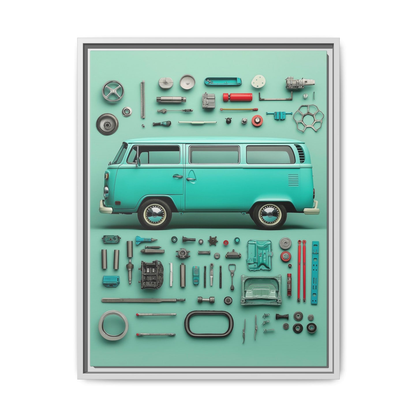 Blue Classic Van Framed Canvas