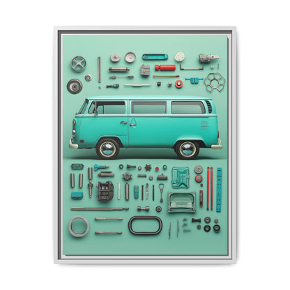 Blue Classic Van Framed Canvas