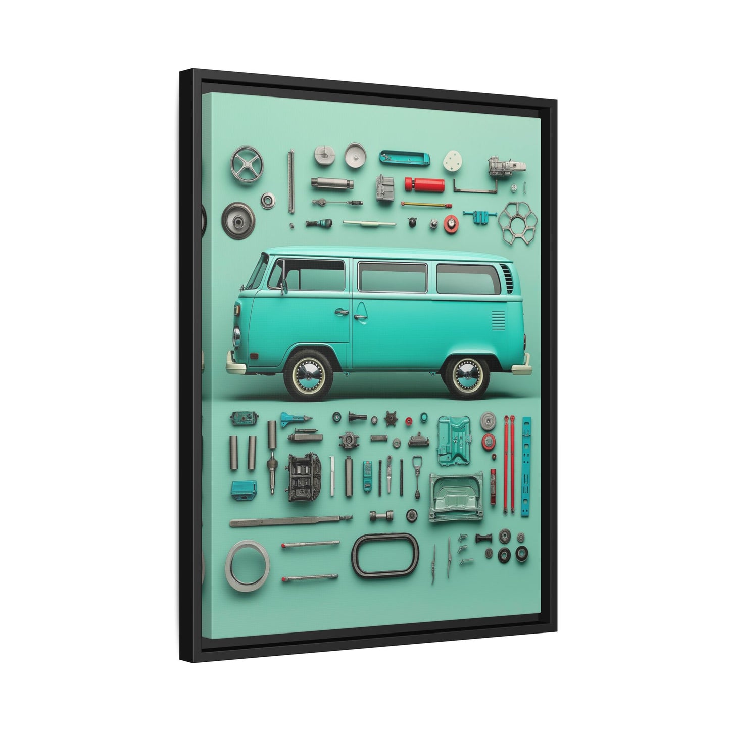 Blue Classic Van Framed Canvas