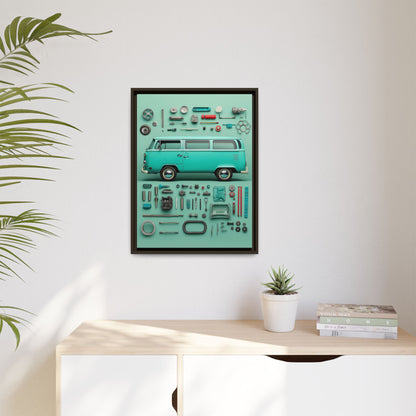 Blue Classic Van Framed Canvas