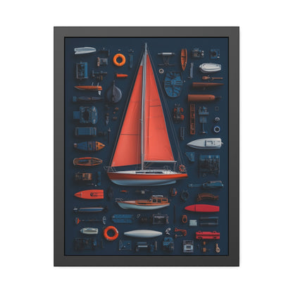 Sailboat Red Framed Poster US