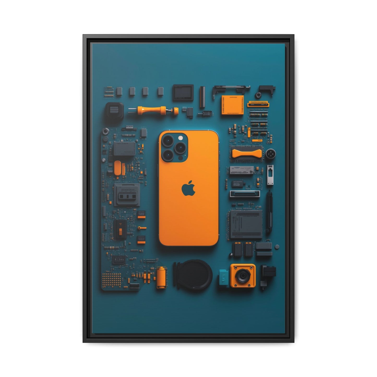 IPhone Orange Framed Canvas