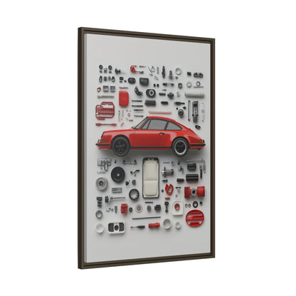 Red Classic Porsche Framed Canvas